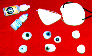 display of artificial eyes