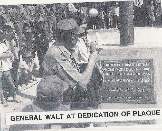 General Walt at dedication plaque