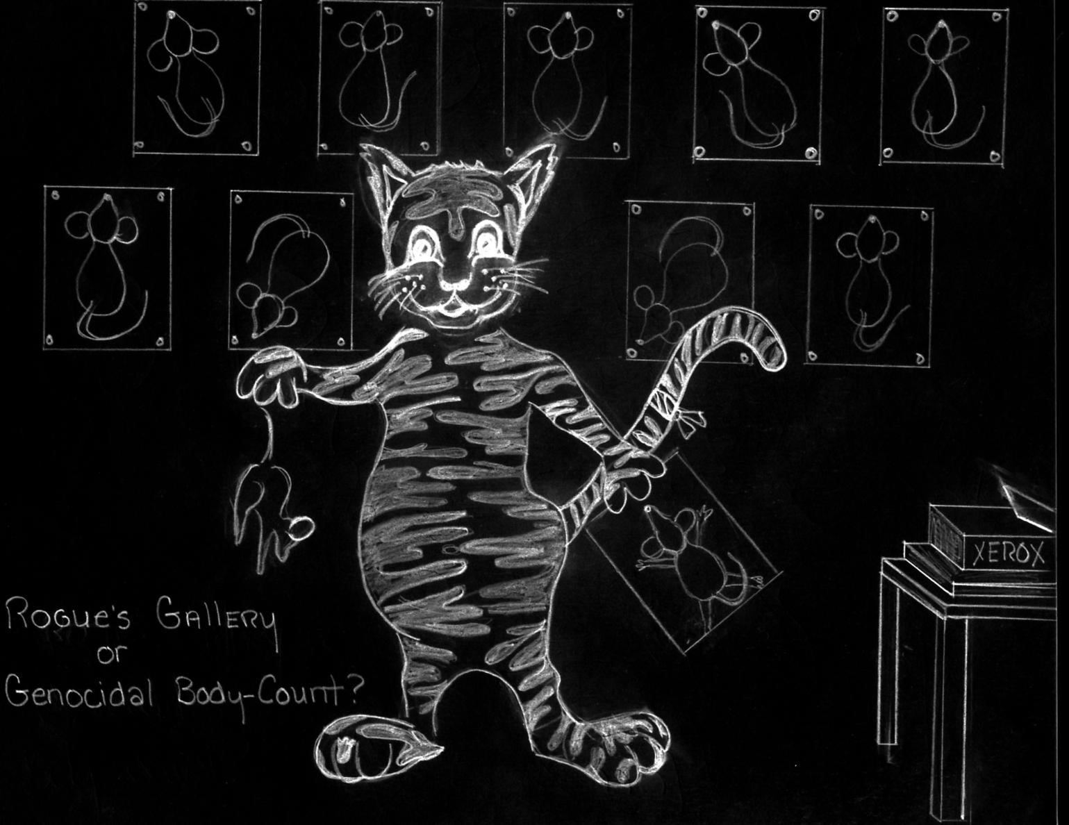 an illustration of a cat
photocopying dead mice