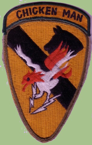 Chickenman character
superimposed on 1st Cavalry Division patch of the Vietnam-era