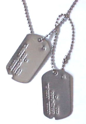 notched dog tags on beaded
chain