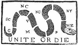 variation of Franklin's Join
Or Die cartoon
