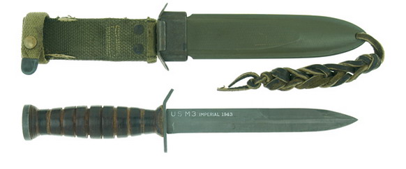 M-3 trench knife with sheath
issued in World War II